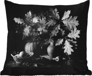 Подушка для улицы - Натюрморт - Листья - Тыква - 40x40 см - Устойчива к погодным условиям - Подушка для отдыха - Подушка - Внутренняя обивка с изображением MuchoWow