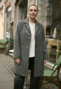 Классическое пальто в клетку от vianna Kaffe Curve, Grey Prince Of Wales Check