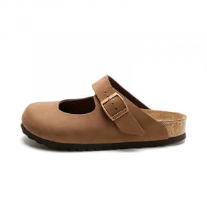 Devo Life Женские тапочки с закрытым носком из темно-коричневой нубуковой кожи, цвет Dark Brown Nubuck