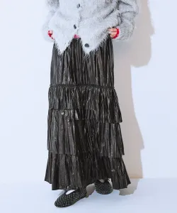 Многоярусная юбка, похожая на кожу Jeanasis, цвет Black(09)