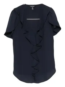 Блузка с короткими рукавами и оборками Lauren Ralph Lauren, синий