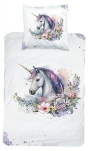 Комплект постельного белья MTOnlinehandel Magische Tierwelt Einhorn, 135x200x1 см цвет flieder/weiß