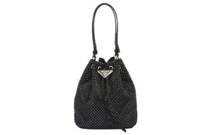 Сумка-ведро из ткани через плечо кроссбоди мини женская черная PRADA