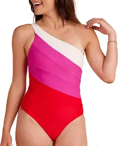 Женский цельный купальник Summersalt The Sidestroke, цвет Lava/Hibiscus/White Sand