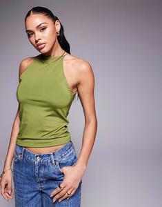 Топ-борцовка цвета хаки в облегающем стиле Asos Design