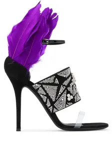 Босоножки Talia с перьями Giuseppe Zanotti, черный