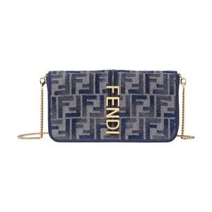 Кошелек из телячьей кожи Fendigraphy женский тёмно-синий