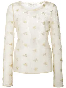 Блузка с вышивкой и расклешенным подолом COMME DES GARCONS, белый