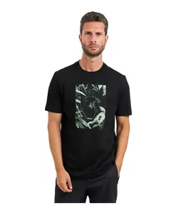 Футболка с животным принтом, оранжевая линия Hugo, черный