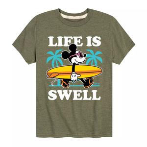 Футболка Disney's Mickey Mouse с рисунком для мальчиков 8–20 лет Surf Life Is Swell Disney, зеленый