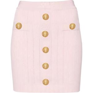 Мини-юбка с высокой талией BALMAIN, светло-розовый