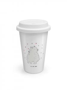 Mr. & Mrs. Panda На стаканчике кофе на вынос изображен белый медведь, обнимающий без слов, в белом цвете