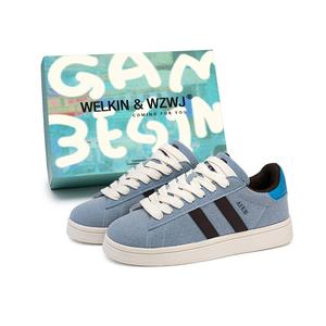 WELKIN&WZWJ Унисекс скейтбордские кеды низкие яблочно-зеленые/нежно-розовые/темно-синие/аква-голубые коричневые/черные белые/звездно-синие - аква-голубые коричневые