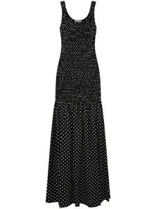 Rabanne длинное платье в горох, черный