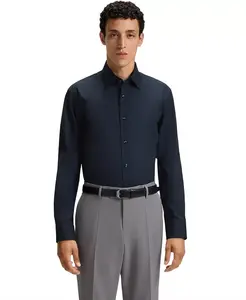 Мужская классическая рубашка Regular-Fit из стрейч-поплина Hugo Boss, синий