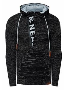 Облегающий свитер с капюшоном из плотной вязки на молнии 1/2, цвет черный/серый Rusty Neal