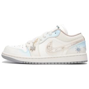 Jordan Air 1 устойчивые к истиранию низкие баскетбольные кроссовки в винтажном стиле Women's Blue White