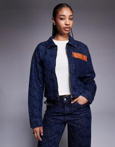 Джинсовая куртка с монограммой River Island из темного денима