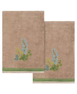 Набор из двух банных полотенец из турецкого хлопка с вышивкой Botanica Linum Home, цвет cocoa