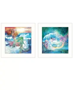Виньетка «Русалки» из двух частей от Bluebird Barn, белая рамка, 15 x 15 дюймов Trendy Décor 4U, multi