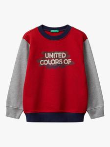 Детский хлопковый свитшот с цветными блоками и круглым вырезом Benetton, Multi