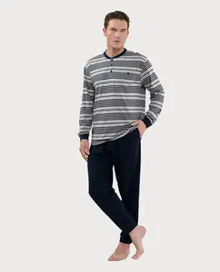 Длинная пижама из трикотажа с застежкой для мужчин El Búho Nocturno, темно-серый