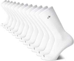 Мужские носки Calvin Klein Crew Socks - 12 пар дышащих спортивных носков с мягкой подкладкой для мужчин, для занятий спортом и бега, White