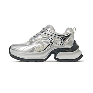 Легкие кроссовки, увеличивающие рост, женские, с низким верхом и массивным верхом JEHURFIE, Silver