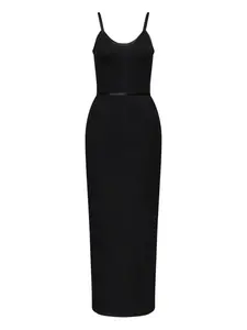 Макси-платье с отделкой из сатина Thom Browne, черный