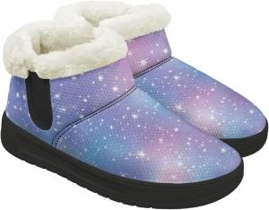 Зимние ботинки для женщин, снегоступы с меховой подкладкой, теплые женские походные и прогулочные туфли, противоскользящие легкие ботинки до щиколотки Chririnla, Gradient Galaxy