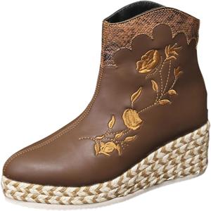 Женские ортопедические ботинки с круглым носком, удобные для ходьбы, на невысоком грубом каблуке, ботильоны с заостренным носком на шнуровке, удобные для ходьбы Generic, Brown