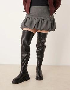 Массивные сапоги выше колена Curve Kendra ASOS DESIGN черного цвета