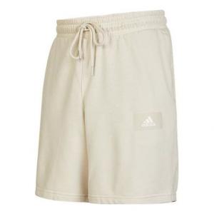 Шорты Men's adidas Logo Printing Pattern Lacing Elastic Waistband Straight Shorts Beige HZ7029