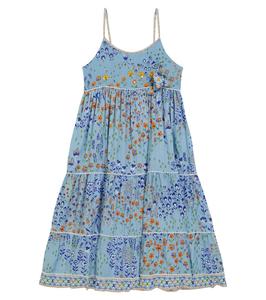 Платье Пиппа с цветочным принтом Poupette St Barth Kids, Sky Blue Bouquet Bqs