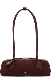 Маленькая биматериальная сумка «Le Teckel» бордового цвета ALAÏA