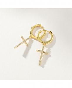 Серьги-кольца с крестом, покрытые 14-каратным золотом, 0,5 дюйма Uncommon James, Gold