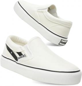 Детские слипоны Hurley из холщовой ткани - низкие кеды для скейтбординга для детей, спортивная обувь для мальчиков и девочек, повседневные кроссовки, белый/черный