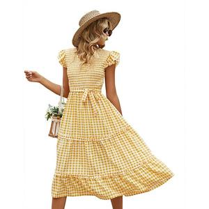 Женское платье с рюшами Seoria, Yellow Grid