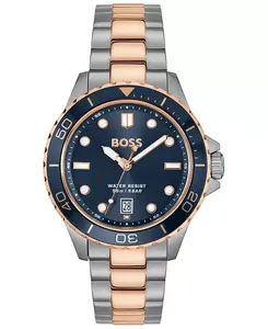 Мужские спортивные кварцевые часы Troper Sport с базовым календарем, двухцветные, из нержавеющей стали, 42 мм Hugo Boss, two-tone