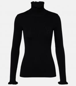 Свитер из натуральной шерсти с оборками Valentino, Nero