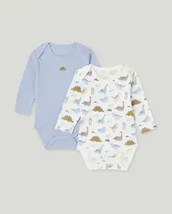 Набор из 2 боди с длинным рукавом с принтом динозавров для малыша Cotton Juice, мультиколор