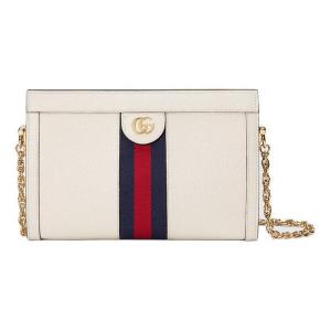 Сумка ophidia gold logo stripe webbing leather chain shoulder messenger bag small white classic Gucci, белый
