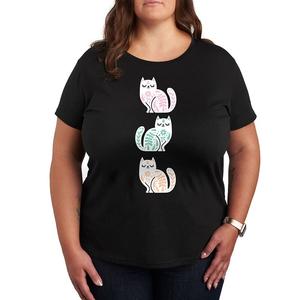 Футболка Plus с рисунком скандинавских кошек, черный