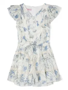 Расклешенное платье с цветочным принтом Miss Blumarine, нейтральный