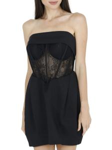 Мини-платье с кружевным корсетом Daisy AKALIA, черный