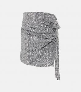Мини-юбка с пайетками Rabanne, серебряный