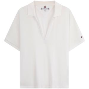 Поло с V-образным вырезом в полоску Tommy Hilfiger, белый