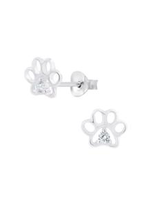 Alexander York Серьги в виде отпечатков лап с кубическим цирконием из серебра 925 пробы, комплект из 2 штук