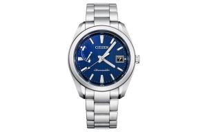 CITIZEN Часы мужские Solar Quartz Movement, стальной браслет, 39 мм, синий циферблат AQ1050-50L