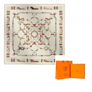 HERMES Шёлковый кашемировый шарф женский бежевый, Beige